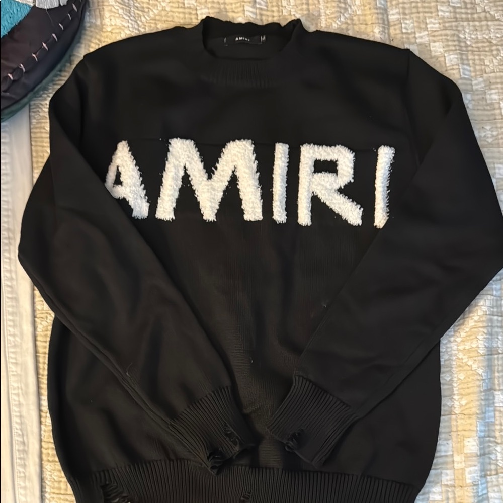 Amiri Black Sweater with White Logo